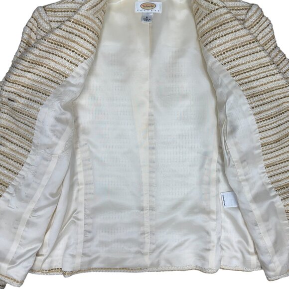 Women's TALBOTS‎ Shimmery Gold Striped Blazer- Size 8 - Picture 5 of 9